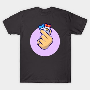 Hand Sign Love With ticket Cartoon Vector Icon Illustration T-Shirt